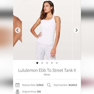 Lululemon Ebb To Street Tank Il Sz 6 White